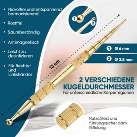 Remos Acupressure Pen and Meridian Pen Brass Length 13 cm Ball Diameter 2.5/6 mm