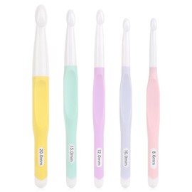 Aeelike Crochet Hooks Set 8mm, 10mm, 12mm,15mm, 20mm, Large Crochet Hook Long Ergonomic Crochet Hooks with Rubber Handle for Chunky Yarn Weaving Blanket