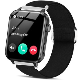 Lamshaw Compatible with IOWODO R30 Pro, Blackview R50, RLQA 54 1.83" Scrunchie Elastic Replacement Strap, 20mm Stretch Elastics, Single-Layer Nylon & Cotton, Black, One Size