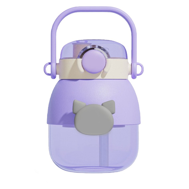Kids Straw Cup Large Capacity Cute Cartoon Pattern Portable Water