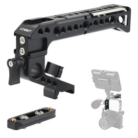 UTEBIT Camera Top Handle and NATO Rail, Top Handle Grip with 1/4" 3/8" ARRI Threads, 4 Cold Shoe Adapters to Mount DSLR with Microphone/LED Light/Monitor