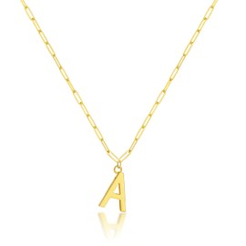 Momlovu Gold Initial Necklace for Women Girls -18K Gold Plated Chain Necklaces for Women - Meaningful Initial Necklace for Women Paperclip Gold Necklace for Women - Gold Jewelry Gifts for Women Girls Letter A