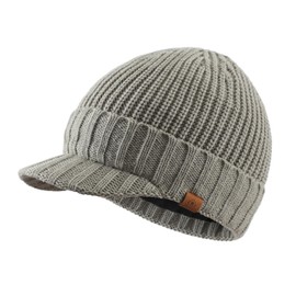 Magracy Men's Winter Knit Visor Hat Outdoor Thick Peaked Beanie Hat with Thermal Lining Dusty Green