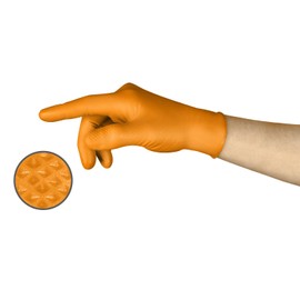 Ansell Microflex 93-256 Mega Texture Grip Extra Durable Nitrile Disposable Gloves, 6.3 mil - Medium (7.5-8.0), Orange (Box of 100)