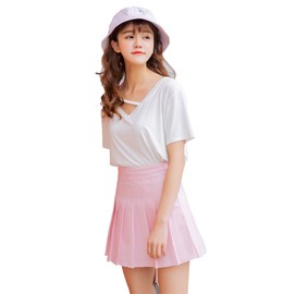 Beautifulfashionlife - Vestidos cortos plisados para niñas adolescentes y niñas, rosado (Pink Single-layer), 2