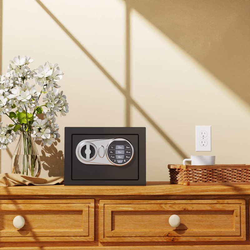 Goldenkey Small Safe with Fireproof Bag, Digital Mini Money Safe