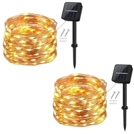 cshare cshare [2 Stck Solar Lichterkette Aussen, 120LED 12M 8 Modus Au?enbeleuchtung Kupferdraht Wasserdicht fr Garten,Balkon,Terrasse,Balkon,Tor,Hof,Hochzeit,Party(Warmwei?)