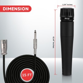 Pyle Professional Dynamic Microphone - 10-Unidirectional Handheld Moving Coil Mic with Built-in Pop Filter, 15 ft. XLR Audio Cable, Ideal for Stage, Karaoke & Studio Performances