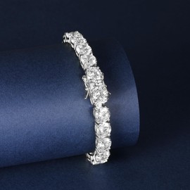 Gemsme 7.0mm Tennis Bracelet,18K White Gold Plated 7.0mm Round Cubic Zirconia Classic Tennis Bracelet For Men and Women