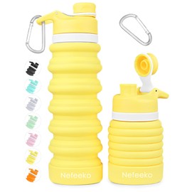 Nefeeko Collapsible Water Bottle, 26oz Silicone Foldable Water Bottles Leakproof BPA Free Travel Water Bottles with Carabiner, Portable Sport Water Bottles for Camping,Hiking Outdoor Indoor Sport
