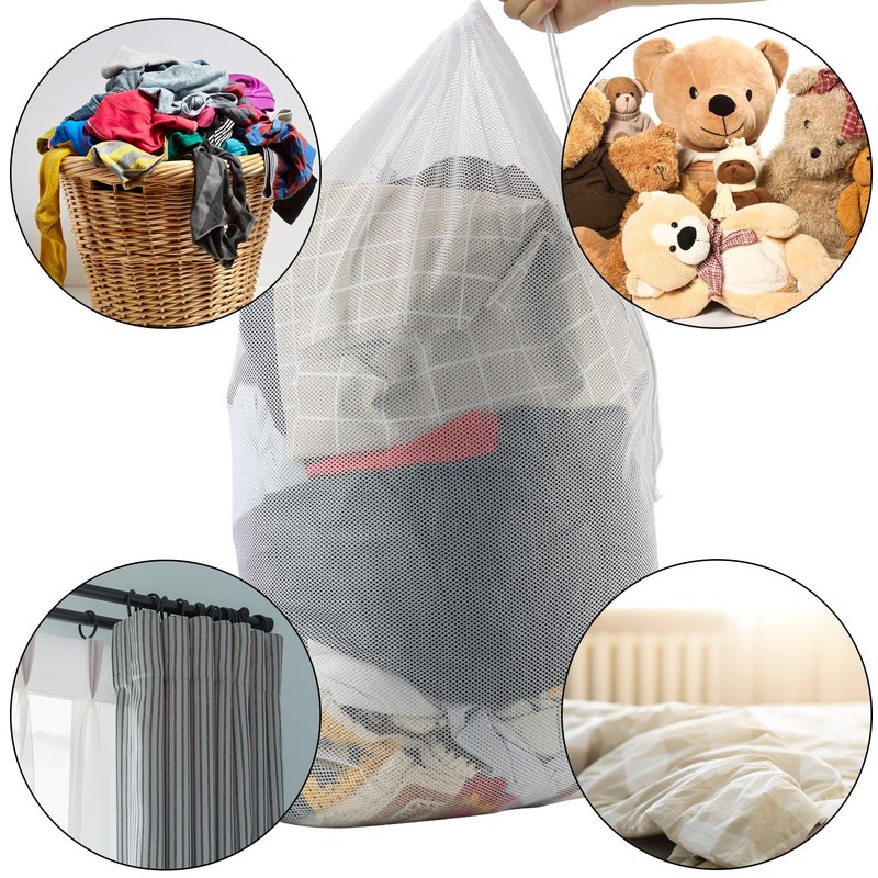 2 Pack Extra Large Mesh Laundry Bag with Drawstring, Washing