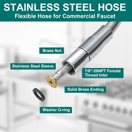 Stainless Steel Hose 38 Inch for All Commercial Kitchen Sink Faucet with Pre-rinse Sprayer Flexible Hose Replacement, 38", Intensive