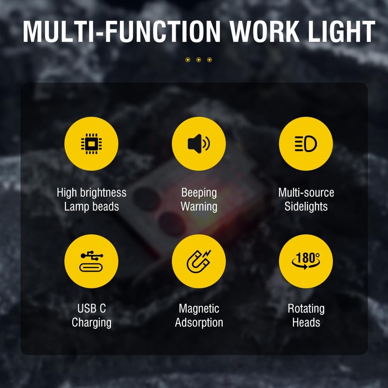BORUIT V20 Small Powerful Pocket Flashlight,180°Head Swivels with Cob Side