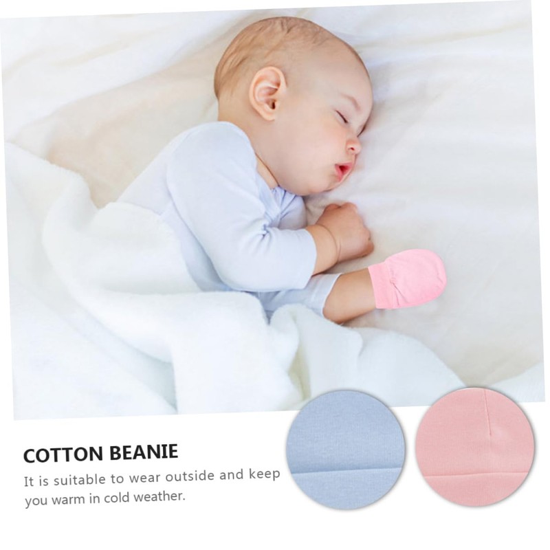 TOVINANNA Newborn Cap Glove Set Pcs Warm Anti-Scratch Hat Mittens