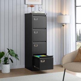 SISESOL 4 Drawer Vertical File Cabinet with Lock,Filing Cabinet, Metal Filing Cabinet for Home Office Organizer Storage Cabinet Letter Size/A4/Legal File