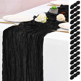 15 Pack Black Table Runner 17 x 108inch Cheesecloth Table Runner Boho Gauze Table Runners Rustic Sheer Fabric Cheese Cloth Table Runners for Wedding Party Bridal Shower Farmhouse Thanksgiving Decor