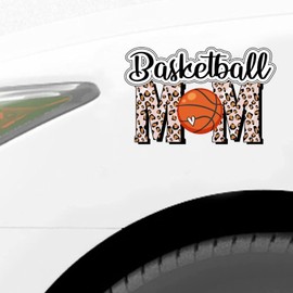 Basketball Mom Sticker, Leopard Print Basketball Vinly Decal for Cars Laptops, Windows, Walls, Fridge, Toilet and More - Sport Theme Stickers 15in