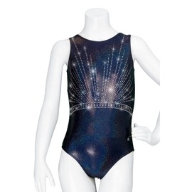 Destira Gymnastics Leotards for Girls, Hollywood - Premium Hologram Fabric w/Dazzling Rhinestone Crystals - Dance, Cheer, Yoga, & More, Child Large (10)