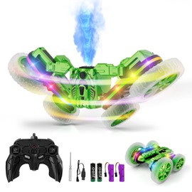 Terucle Remote Control Car, 360°Rotating 4WD RC Cars with Cool Spray, 2.4Ghz Double Sided RC Stunt Truck with Cool Lights, Drift Car for Kids Toys Best Gifts for Boys Girls Age 4-6 7 8-13 Year Old