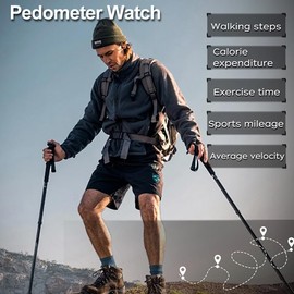 findtime Men's Digital Watch Military Pedometer Step Counter Watches Compass Waterproof Tactical Sport Watch Calories Counter Pacer Running Wristwatch LED Light Stopwatch Countdown