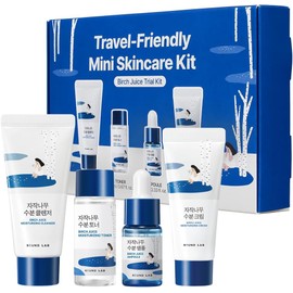 ROUND LAB Kit Mini Birch Juice Hydration - Rutina Facial con Limpiador, Tónico, Ampoule y Crema Hidratante para Piel Sensible