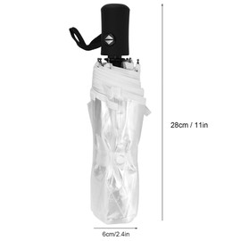 Cafopgrill Automatic Transparent Umbrella Portable Three Fold Windproof Umbrella UV Protection for Men Women, transparent, Small