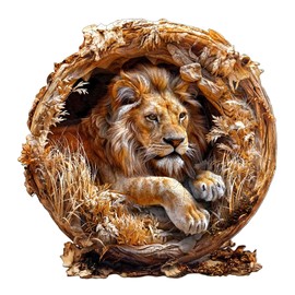 Blumuze Wooden Puzzle for Adults, 3D Lion Wooden Puzzle, Unique Animal Shape Puzzle Pieces, Puzzle Wooden Adult 14+ with Wooden Box (L-34 x 34 cm)