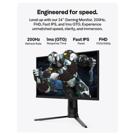 Pixio PX248 PRO V2 24 inch 200Hz Refresh Rate FHD 1080p Resolution Fast IPS Panel 1ms GTG Response Time Gaming Monitor