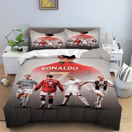 Rcxnm Children's Football Star Bed Linen Set, Polyester, 135 x 200 cm Bed Linen, 80 x 80 cm Pillow