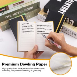 Pack of 3 Notebook A6 Notepad Small, Leather Notebook 192 Pages Notebooks Set with Elastic Closure, 9.6 x 14.5 cm Mini Pen Holder Notepad Black Travel Diary for Office and School Notebook