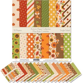 Miss Kate Cuttables Pattern Paper Pack - Autumn - Scrapbook Premium Specialty Paper Single-Sided 12"x12" Collection Includes 16 Sheets