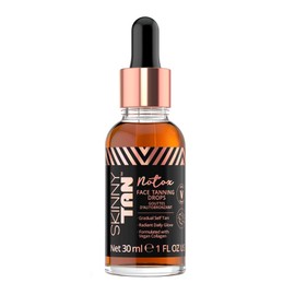 Skinny Tan Notox Moisturising Face Tanning Drops - Gradual Fake Tan Face Serum with Vegan Collagen, Cruelty-Free, Paraben Free & Vegan Skincare - Dark Self Tan, 30ml
