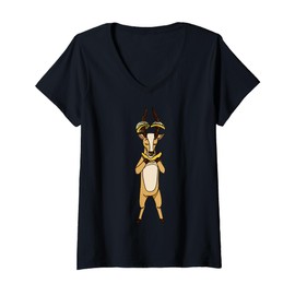 Womens Cute Cartoon Antelope Character For Kids V-Neck T-Shirt