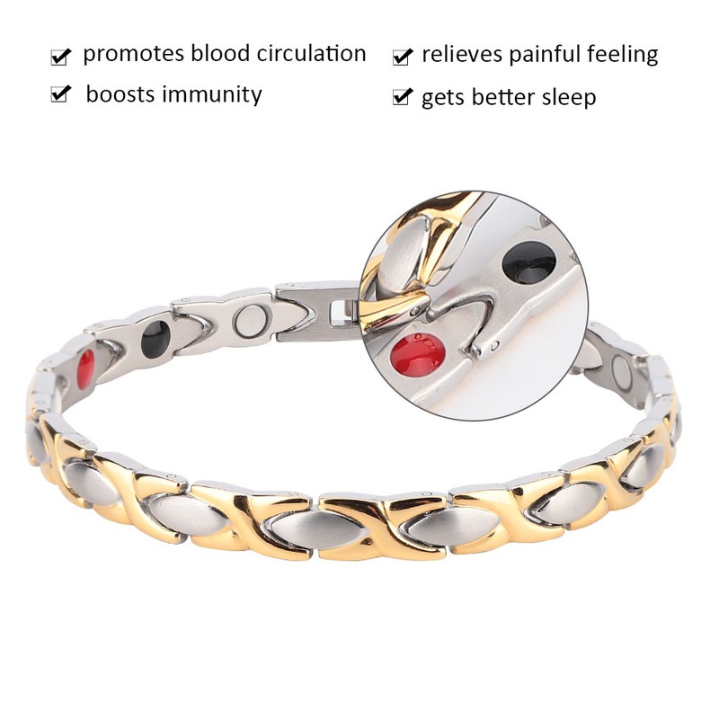 Women Men Stylish Titanium Steel Health Care Magnets Germanium Bracelet