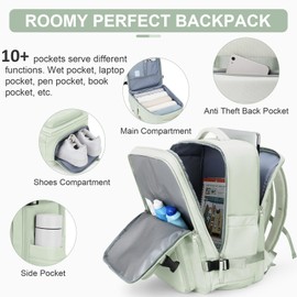 bluterm Laptop Backpack for Men Women, Flight Approved Travel Backpack Business Backpack with USB Charging Port, Casual Daypack College Computer Backpacks, Mint Green