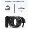 Byking Bike Lock Cable, Combination Bicycle Lock 5 Digit 1.2m