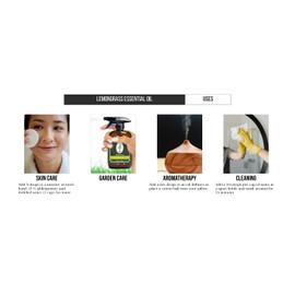 Lemongrass Essential Oil 4 Fl Oz with Dropper and Sprayer - 100% Pure and Natural - Hair Care, Home Diffusers, Skin Care, Aromatherapy, Massage and Humidifiers, and Garden Care