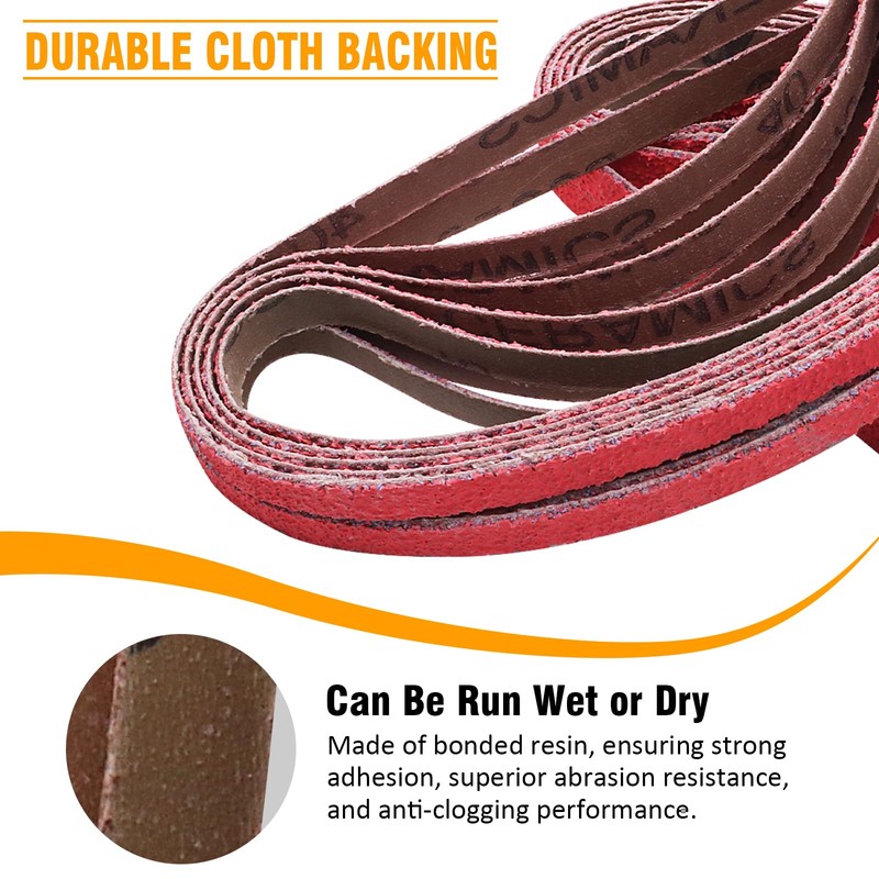 1/2 x 18 Inch Sanding Belts Ceramic, 60 Grit 1/2x18