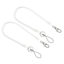 [PATIKIL] Key Ring Lobster Clasp with Sp 12" Retractable Bull Coil Spring Key Chain 2pcs Plastic Spiral Stretch Cord Strap Snap Hook for Key ID Pasta Tag, Clear
