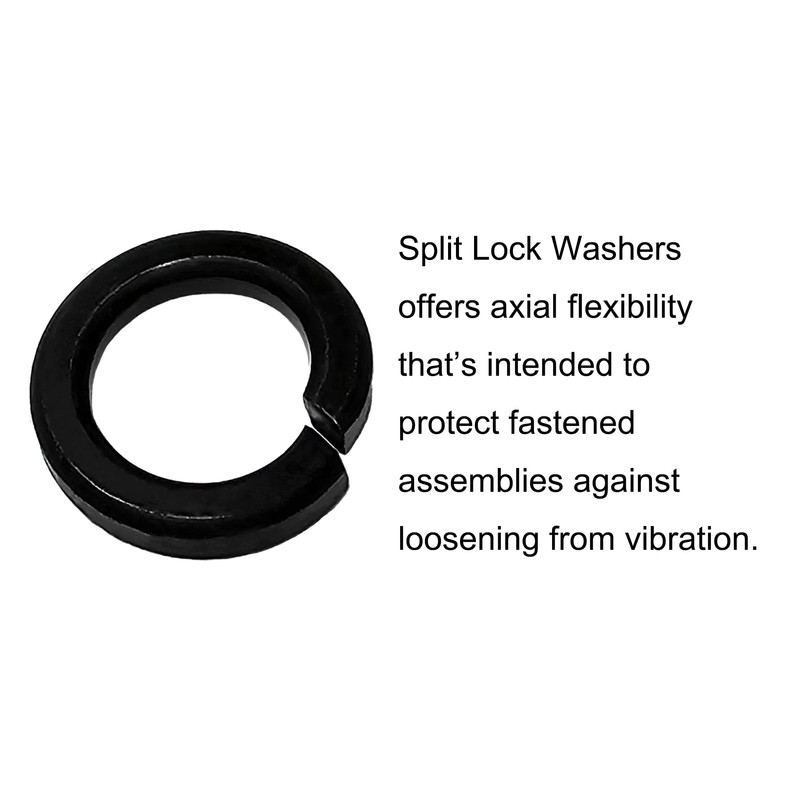 M10 Black Split Lock Spring Washer, 8.8 Grade Carbon Steel,