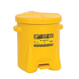 Eagle 933FLY Oily Waste Polyethylene Safety Can with Foot Lever, 6 Gallon Capacity, Yellow