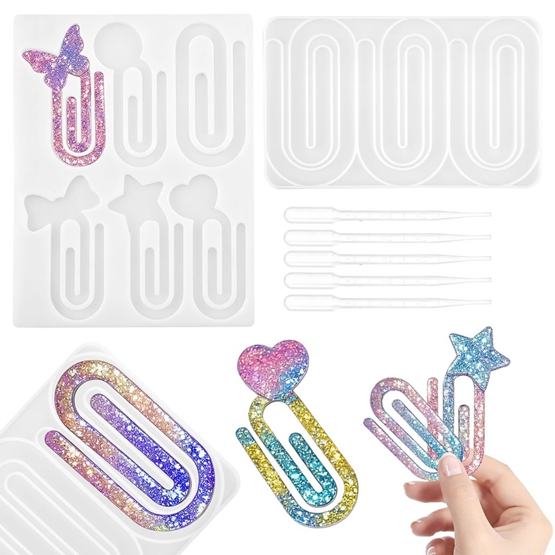 9Pcs Resin Bookmark Mold,Paperclip Bookmarks Silicone Mold for Epoxy
