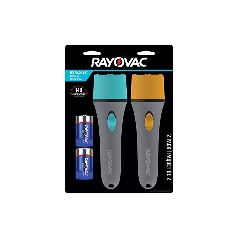 Rayovac LED Flashlight 2 Pack, Flash Light Set with Batteries
