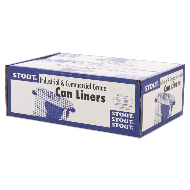 Stout T3658B15 100% Recycled Plastic Garbage Bags 60gal 1.5mil 36