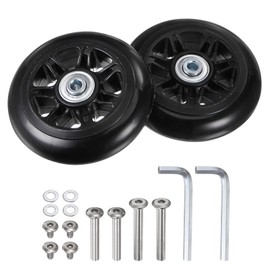 sourcing map Replacement Luggage Wheels 90x24mm Suitcase Wheel Repair Kits Include 2 PU Bearing Wheels & Washers, Wrenches & Axle Screw for Trolley Bag, Inline Skate and Caster Board