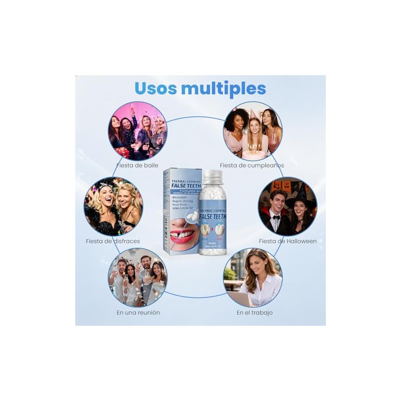 Reparación Dentaduras, Dientes Postizos Moldeables Reutilizables, 30ml | Diente provisional