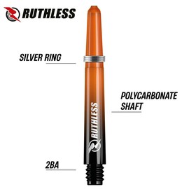 RUTHLESS Deflectagrip Polycarbonate Dart Shafts | Durable Stems with Springs in Medium Length, 49mm, Black & Orange, 3 Sets (3XS1583)