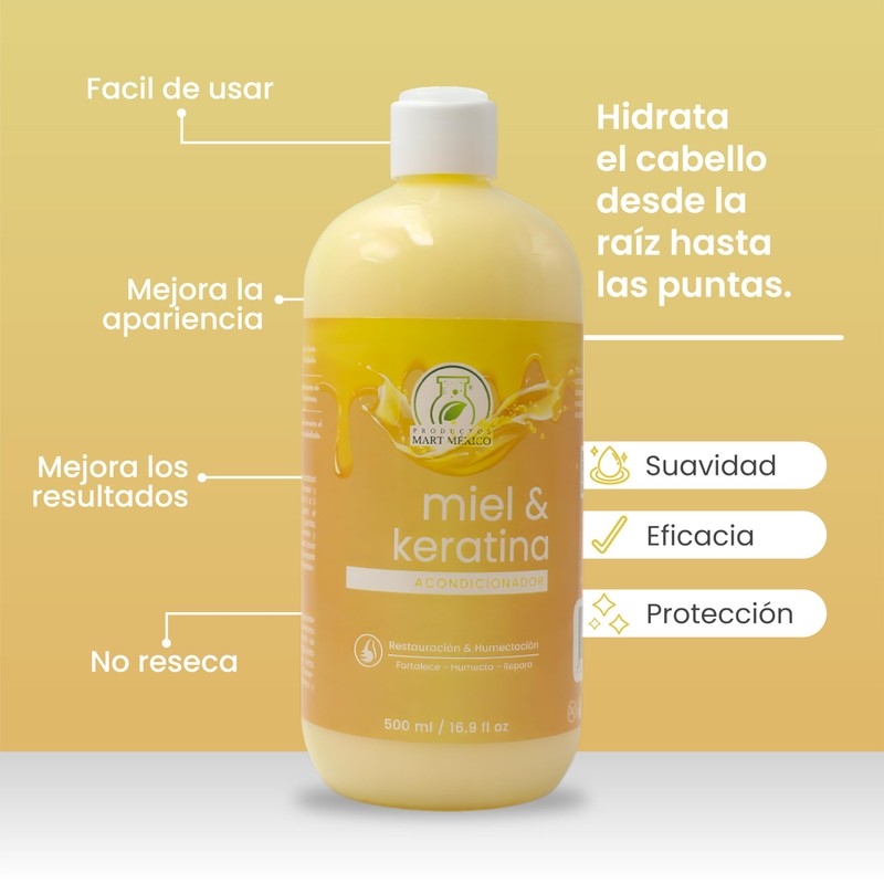 Acondicionador Miel & Keratina Humectante Productos Mart Mexico 500 Ml