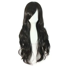 MapofBeauty 28" 70cm Long Curly Hair Ends Costume Cosplay Wig (Black)