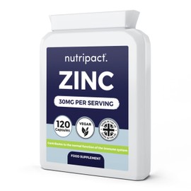 Zinc Supplement High Strength Zinc Citrate Capsules - 30mg Elemental Zinc (300% NRV) per serving - 120 Vegan Capsules - UK Made